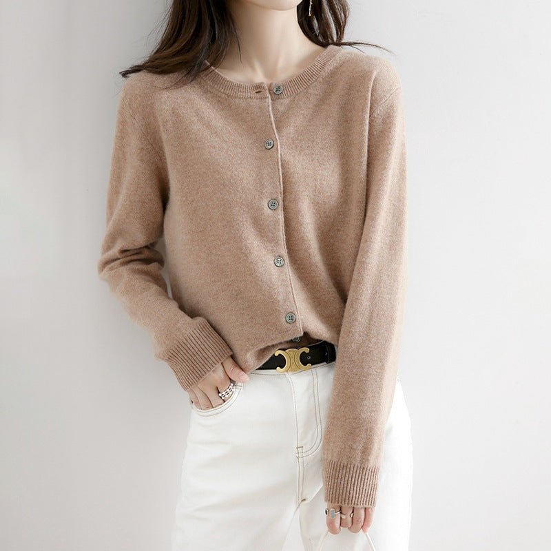 Juliette | Cardigan tricoté col rond – Élégance et confort pour femme.