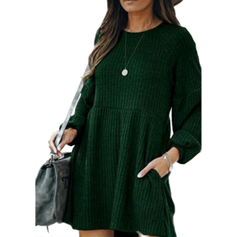 Élise | Robe en maille côtelée en coton – Élégance et douceur.