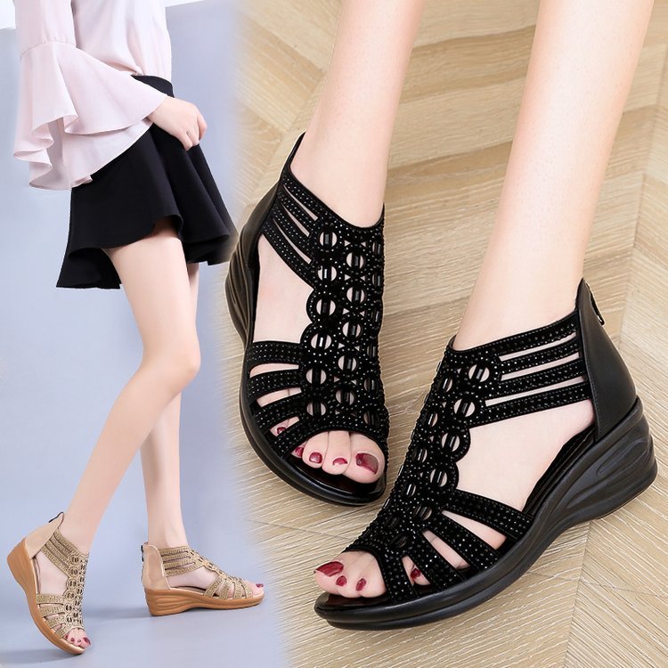 Élina - Sandales Compensées Chic au Bout Ouvert pour un Style Élégant