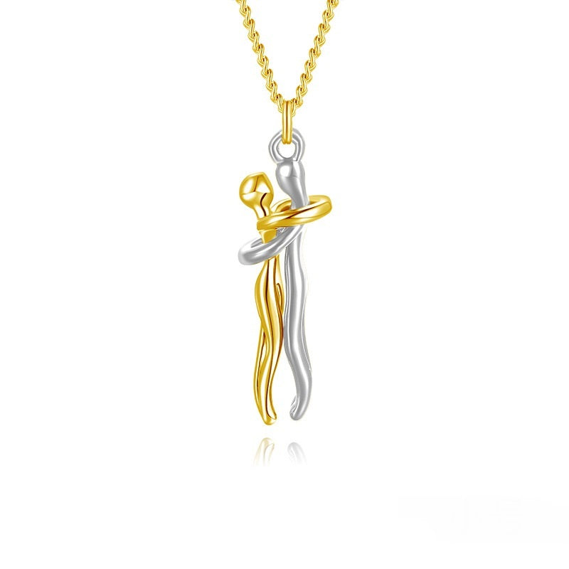 Collier Étreinte Éternelle – Cadeau Couple, Saint-Valentin, Bijou Tendance