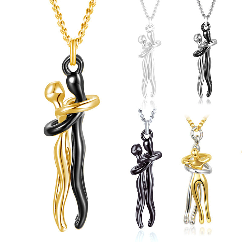 Collier Étreinte Éternelle – Cadeau Couple, Saint-Valentin, Bijou Tendance