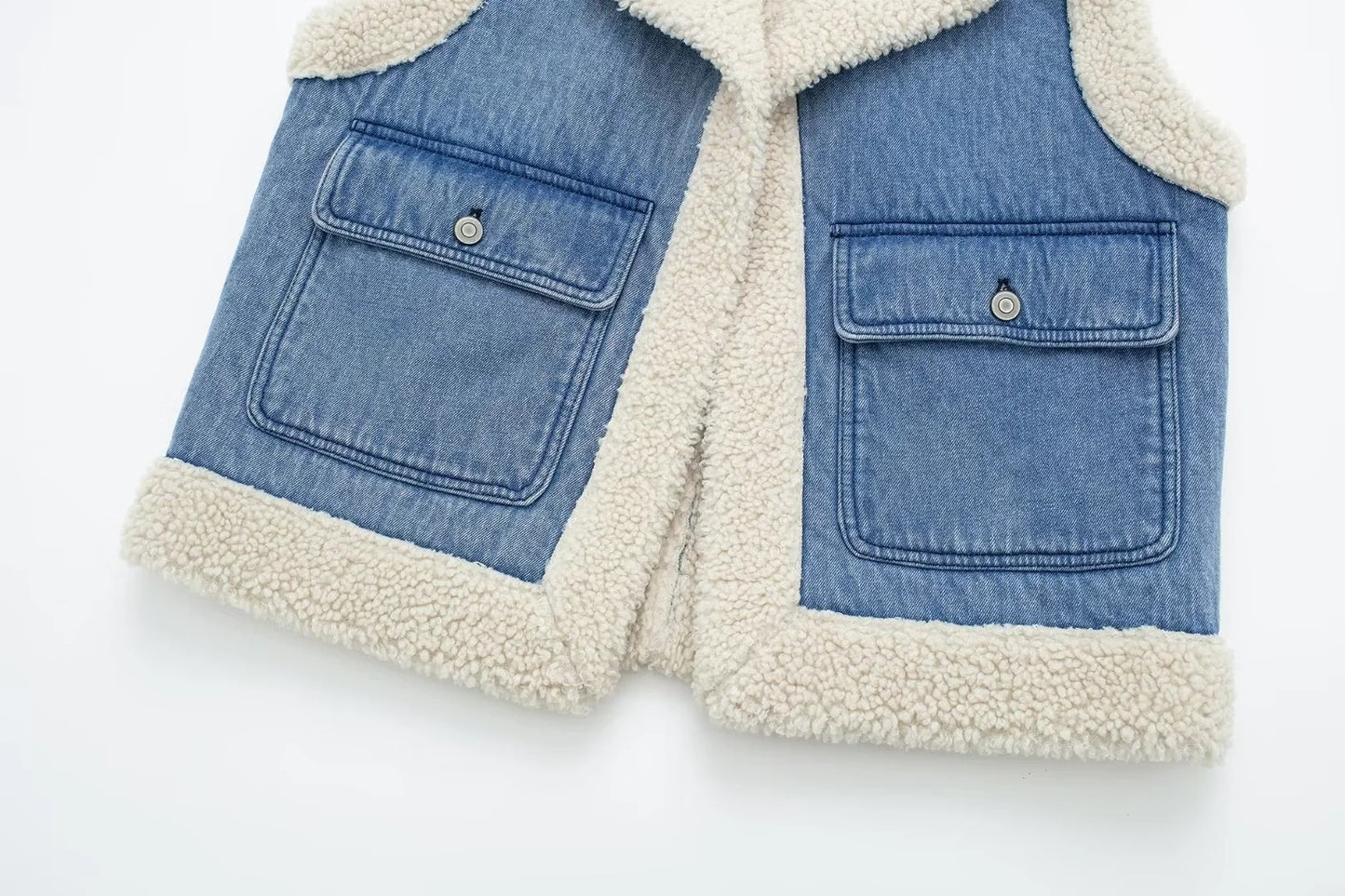 Gisèle | Gilet Court Réversible à Col Revers et Poches pour Femme.