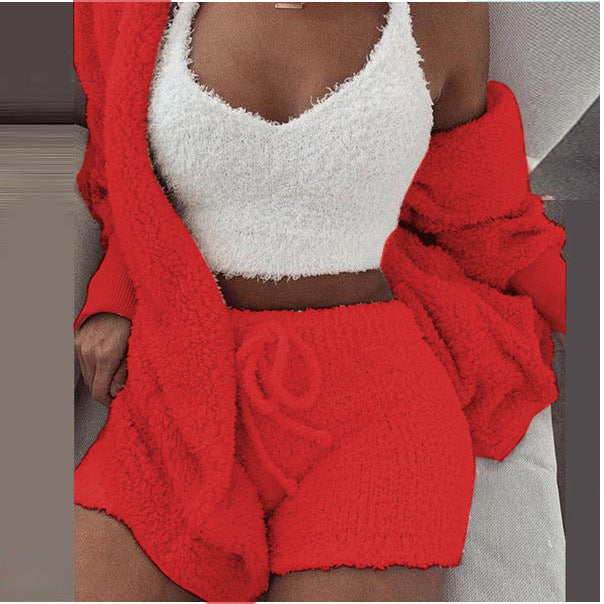 Juliette - 3 Pièces de Vêtements d'Intérieur en Peluche Élégants pour Femmes