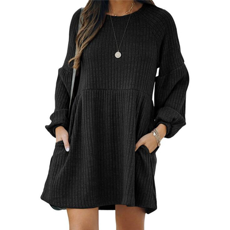 Élise | Robe en maille côtelée en coton – Élégance et douceur.
