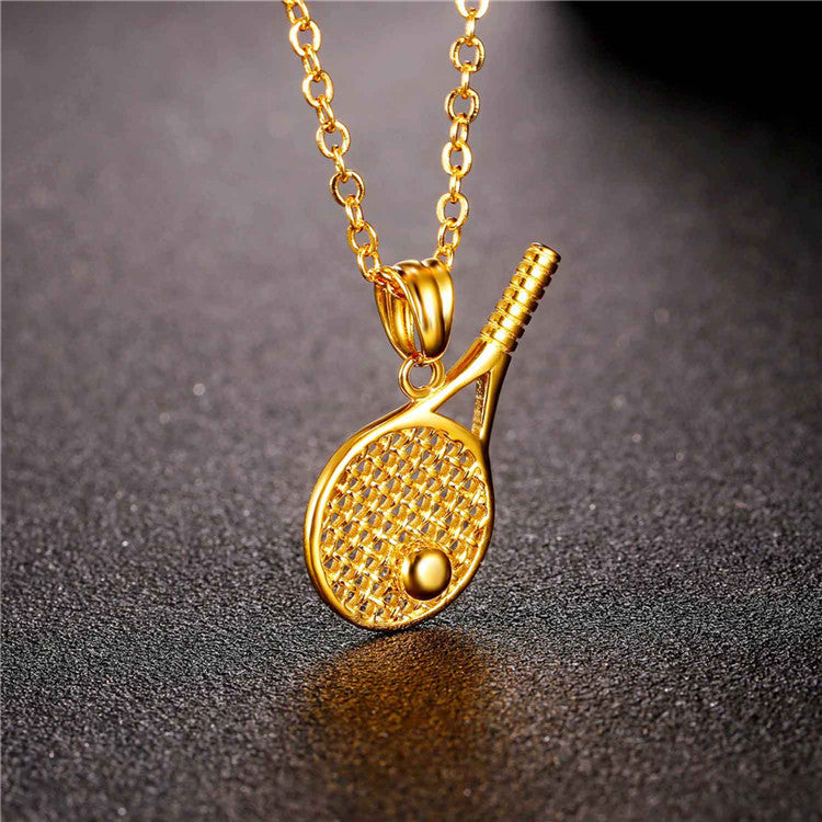 Collier raquette de tennis en acier inoxydable – Élégance et passion sportive
