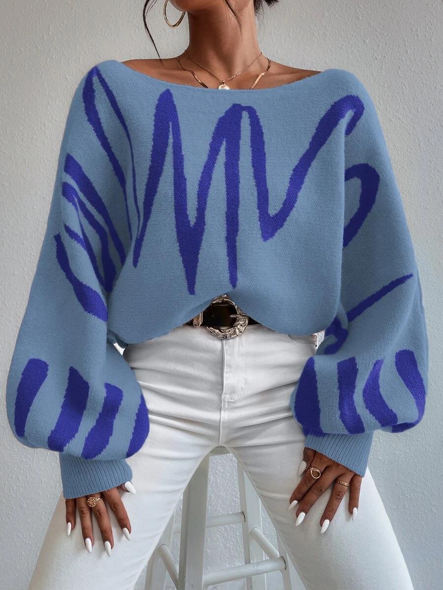 Pull à Manches Lanternes avec Imprimé : Le Top Tendance pour un Look Unique et Stylé