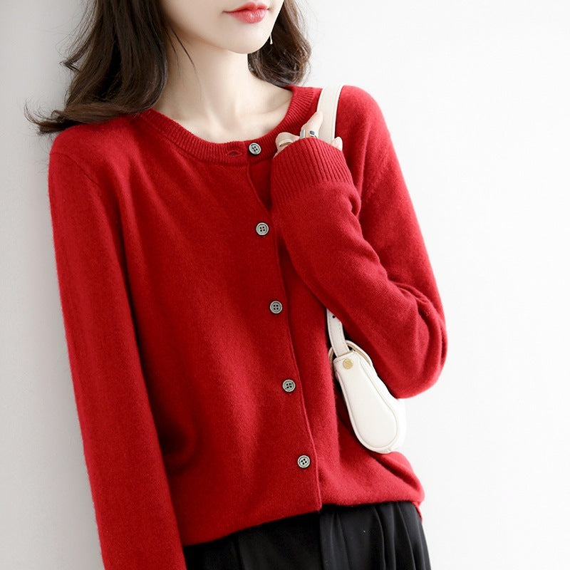 Juliette | Cardigan tricoté col rond – Élégance et confort pour femme.