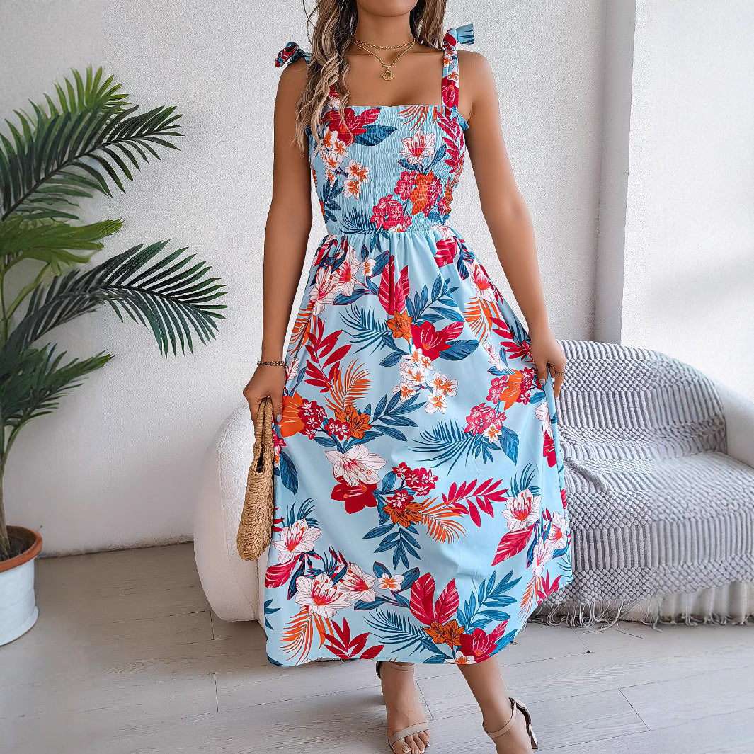 Chloé - Robe Longue à Bretelles Fleurie - Élégance et Fraîcheur pour l'Été
