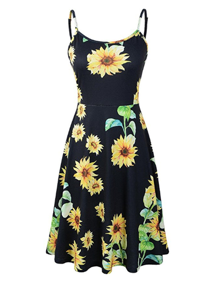 Amélie –Robe à Bretelles Imprimée Ample , Élégance et Confort