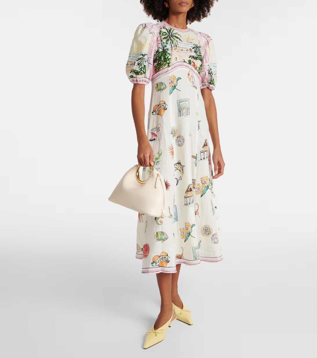 Élise – Robe à Manches Bouffantes Imprimée et Coupe Cintrée, Élégante et Moderne