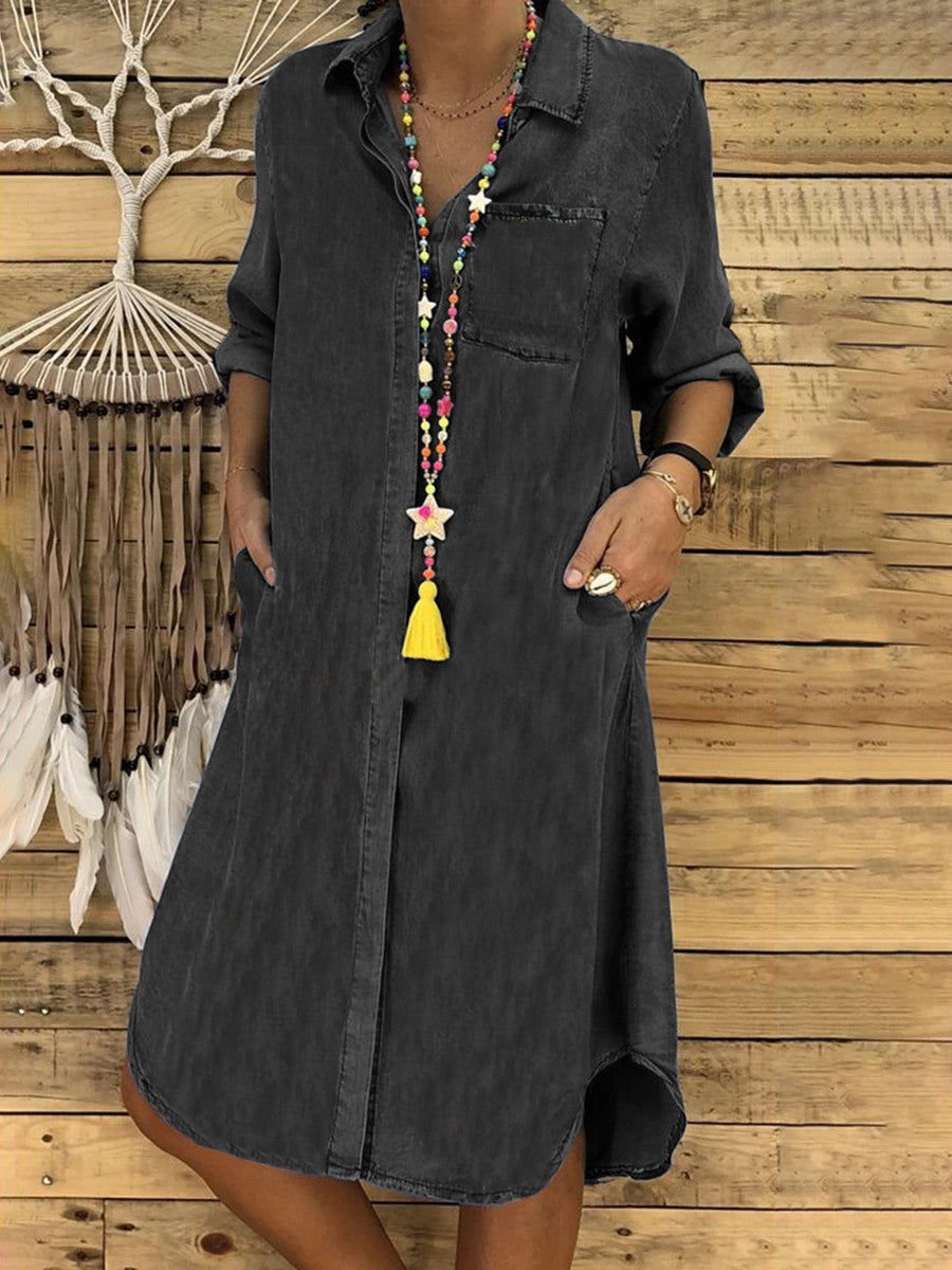 Charlotte – Robe en Jean Taille Plus , Élégance et Confort au Quotidien