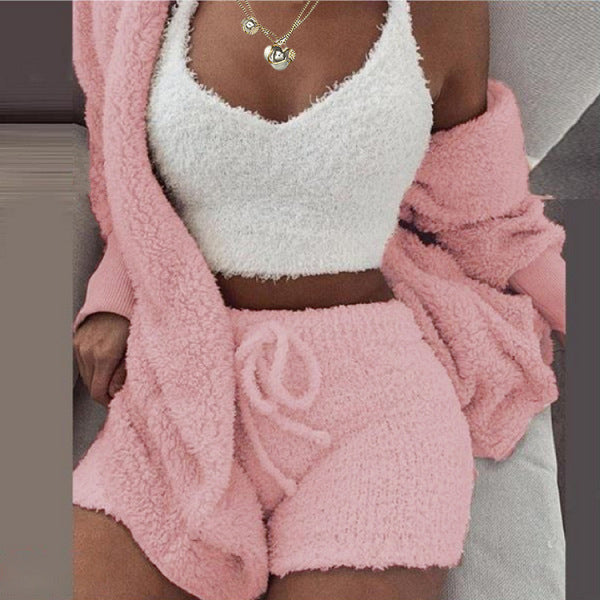 Juliette - 3 Pièces de Vêtements d'Intérieur en Peluche Élégants pour Femmes
