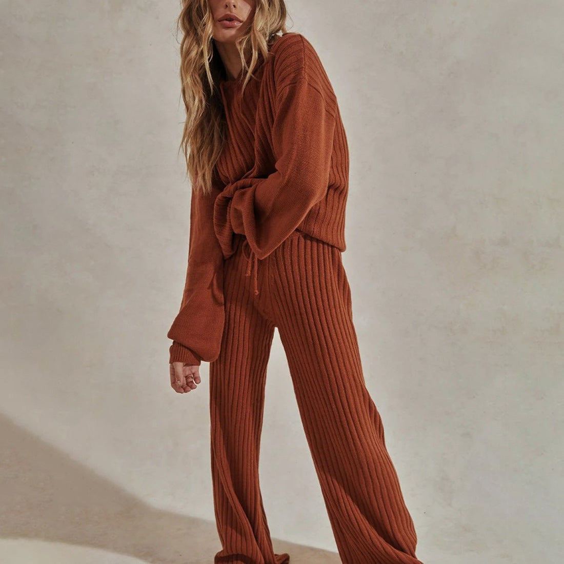 Adèle – Ensemble pull et pantalon large femme, chic et confortable