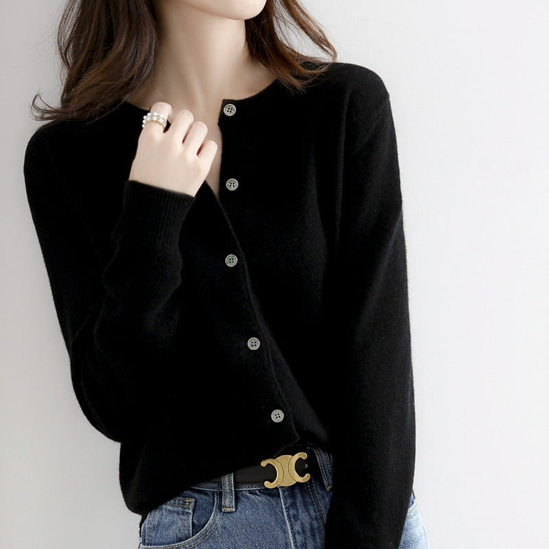 Juliette | Cardigan tricoté col rond – Élégance et confort pour femme.