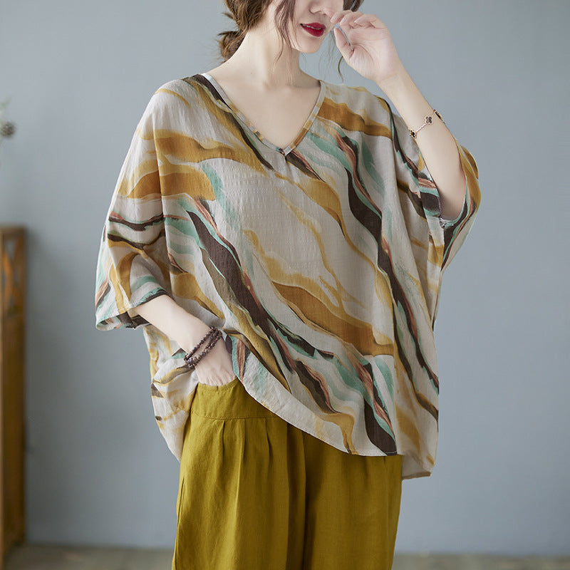 Solène, la chemise artistique en coton et lin pour une allure libre et stylée