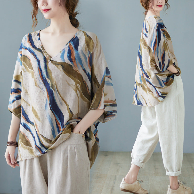 Solène, la chemise artistique en coton et lin pour une allure libre et stylée