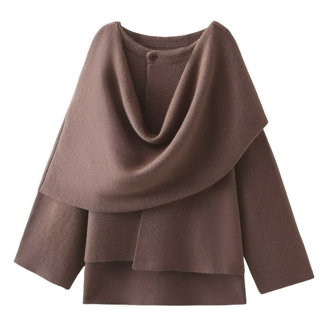 Mathilde – Manteau cape en maille femme, chic et confortable