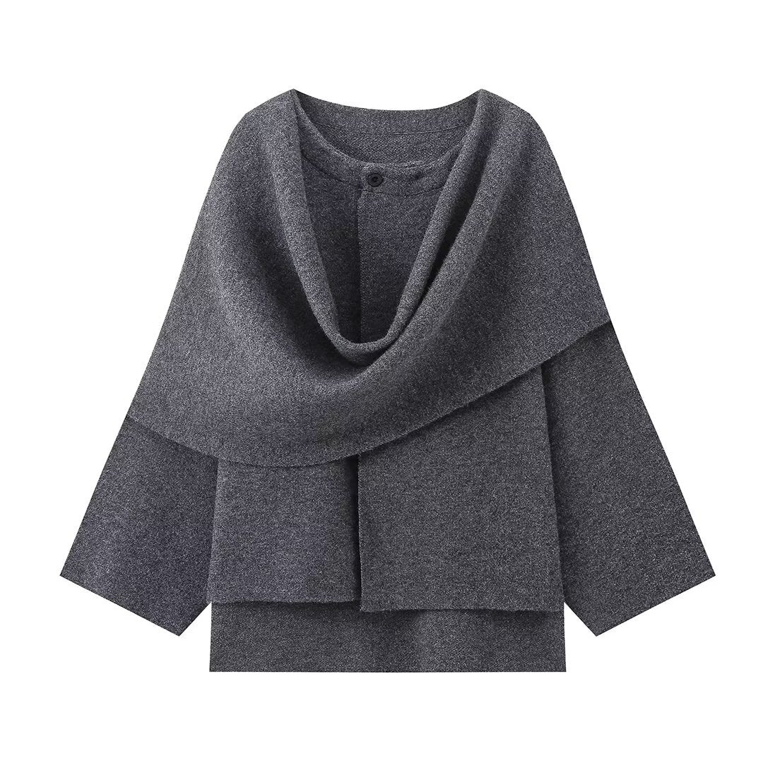 Mathilde – Manteau cape en maille femme, chic et confortable