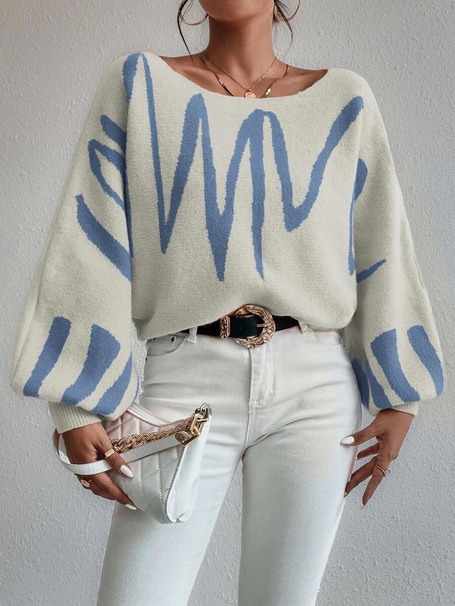 Pull à Manches Lanternes avec Imprimé : Le Top Tendance pour un Look Unique et Stylé