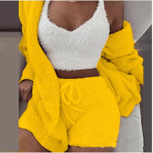 Juliette - 3 Pièces de Vêtements d'Intérieur en Peluche Élégants pour Femmes