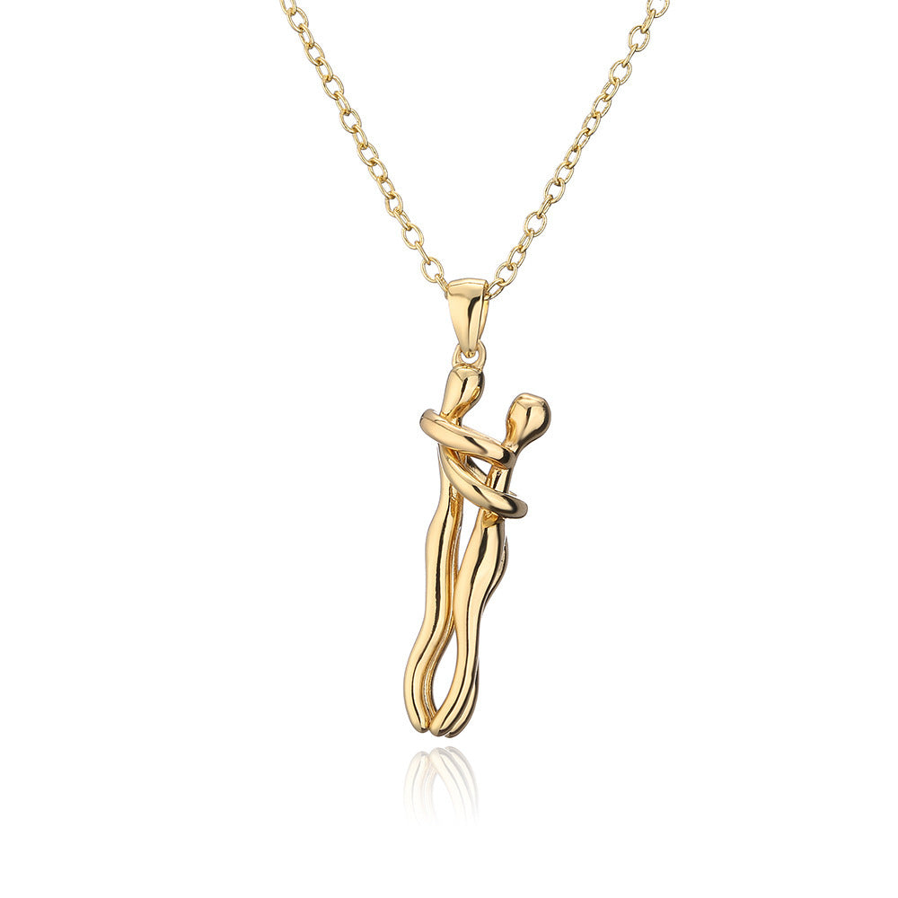 Collier Étreinte Éternelle – Cadeau Couple, Saint-Valentin, Bijou Tendance