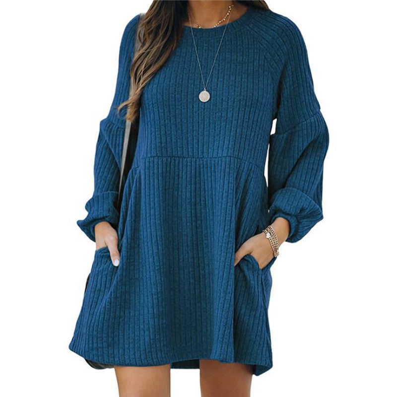 Élise | Robe en maille côtelée en coton – Élégance et douceur.