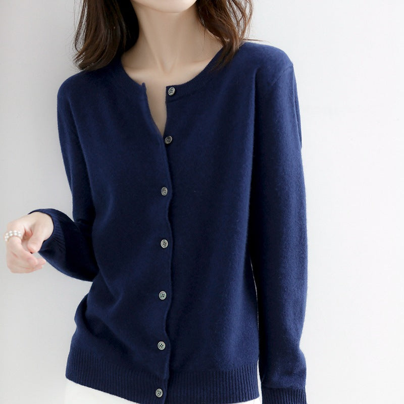 Juliette | Cardigan tricoté col rond – Élégance et confort pour femme.