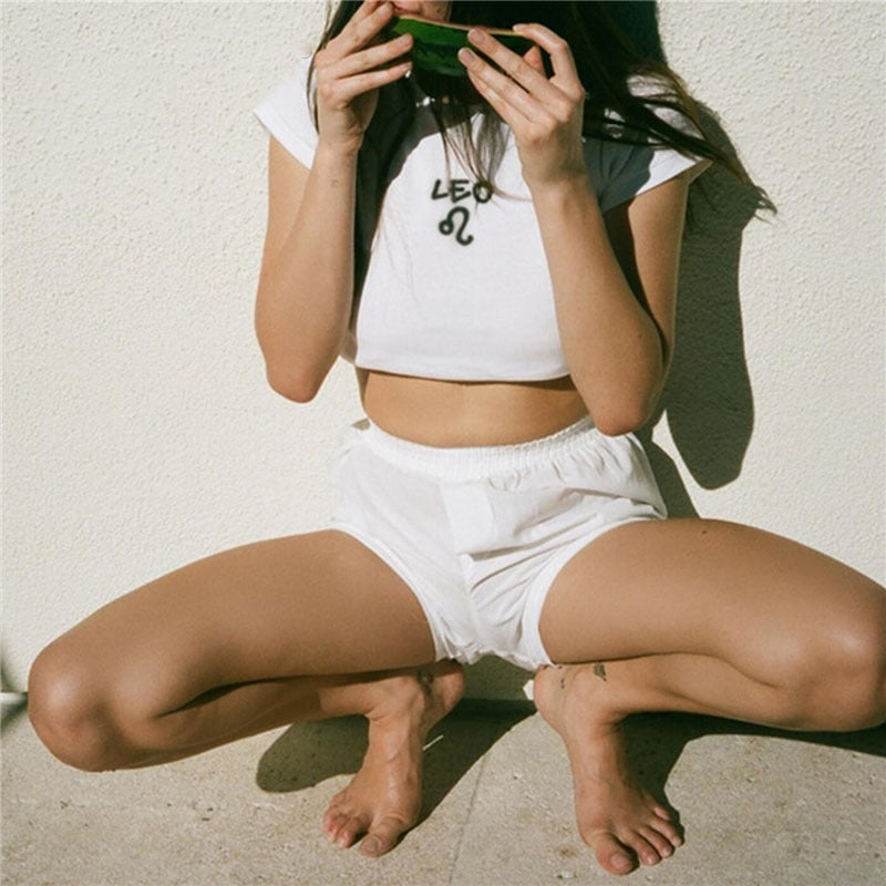 T-shirt Slim Fit Zodiac Kawaii - Top Court Femme Astrologie