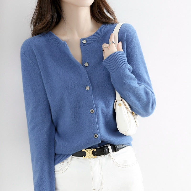 Juliette | Cardigan tricoté col rond – Élégance et confort pour femme.