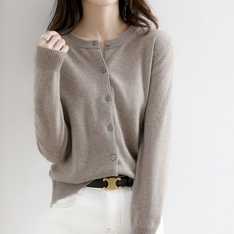 Juliette | Cardigan tricoté col rond – Élégance et confort pour femme.
