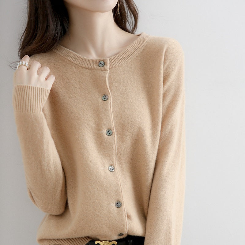 Juliette | Cardigan tricoté col rond – Élégance et confort pour femme.
