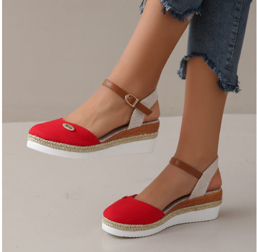 Anaïs - Sandales Compensées en Corde Naturelle au Style Bohème