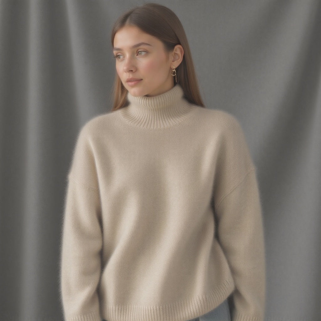 Clémence – Pull Col Roulé Oversize en Cachemire : Douceur et Élégance Intemporelle