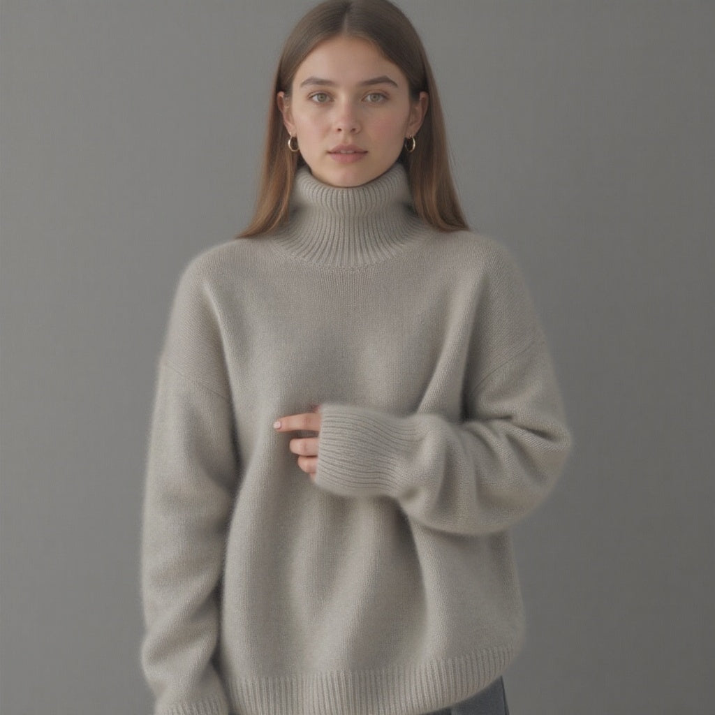 Clémence – Pull Col Roulé Oversize en Cachemire : Douceur et Élégance Intemporelle