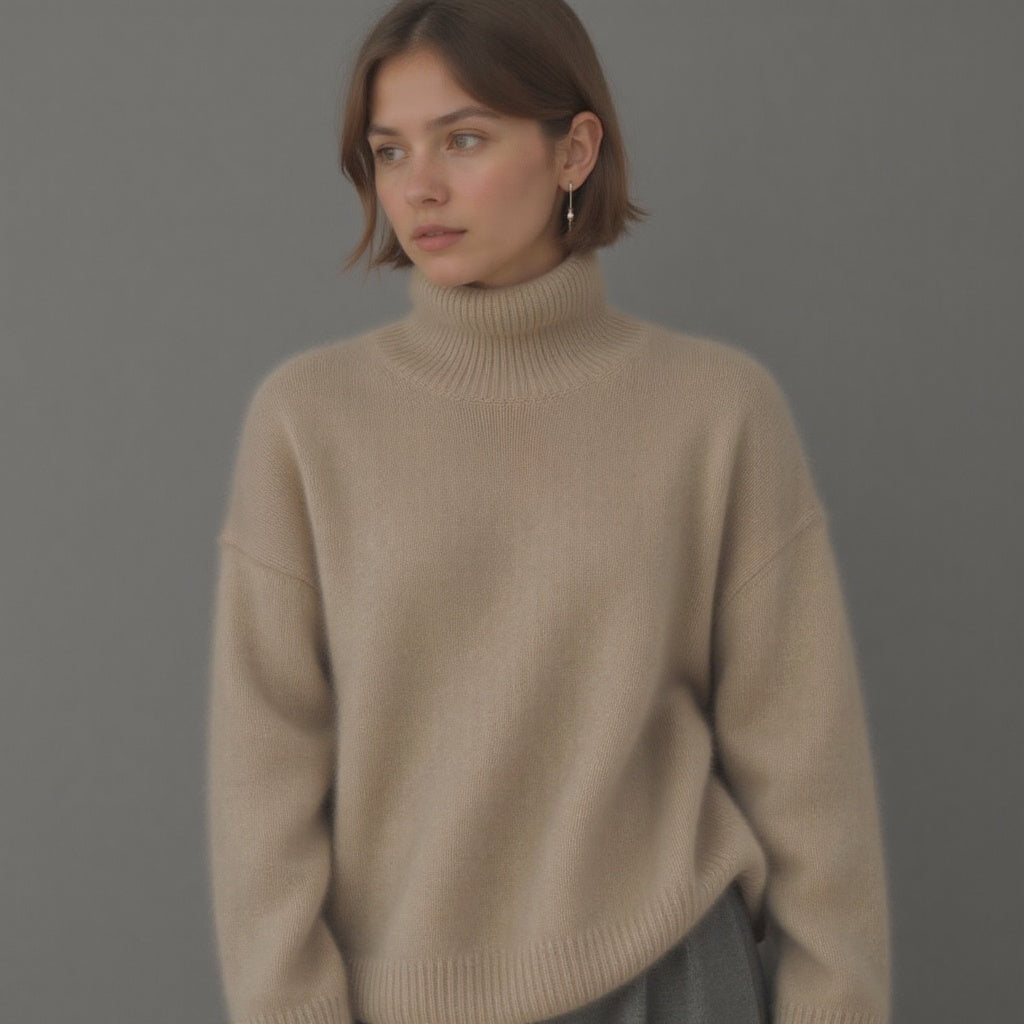 Clémence – Pull Col Roulé Oversize en Cachemire : Douceur et Élégance Intemporelle