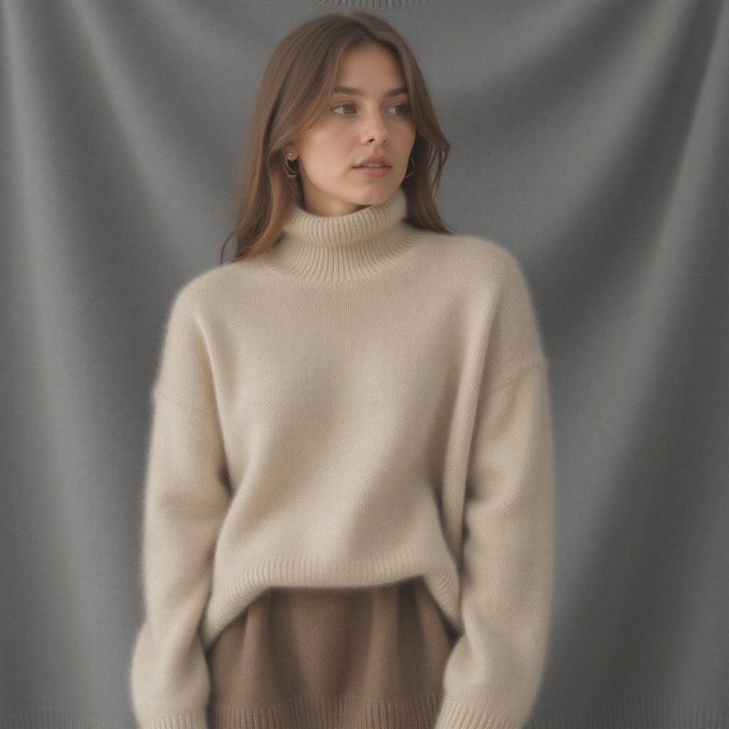 Clémence – Pull Col Roulé Oversize en Cachemire : Douceur et Élégance Intemporelle