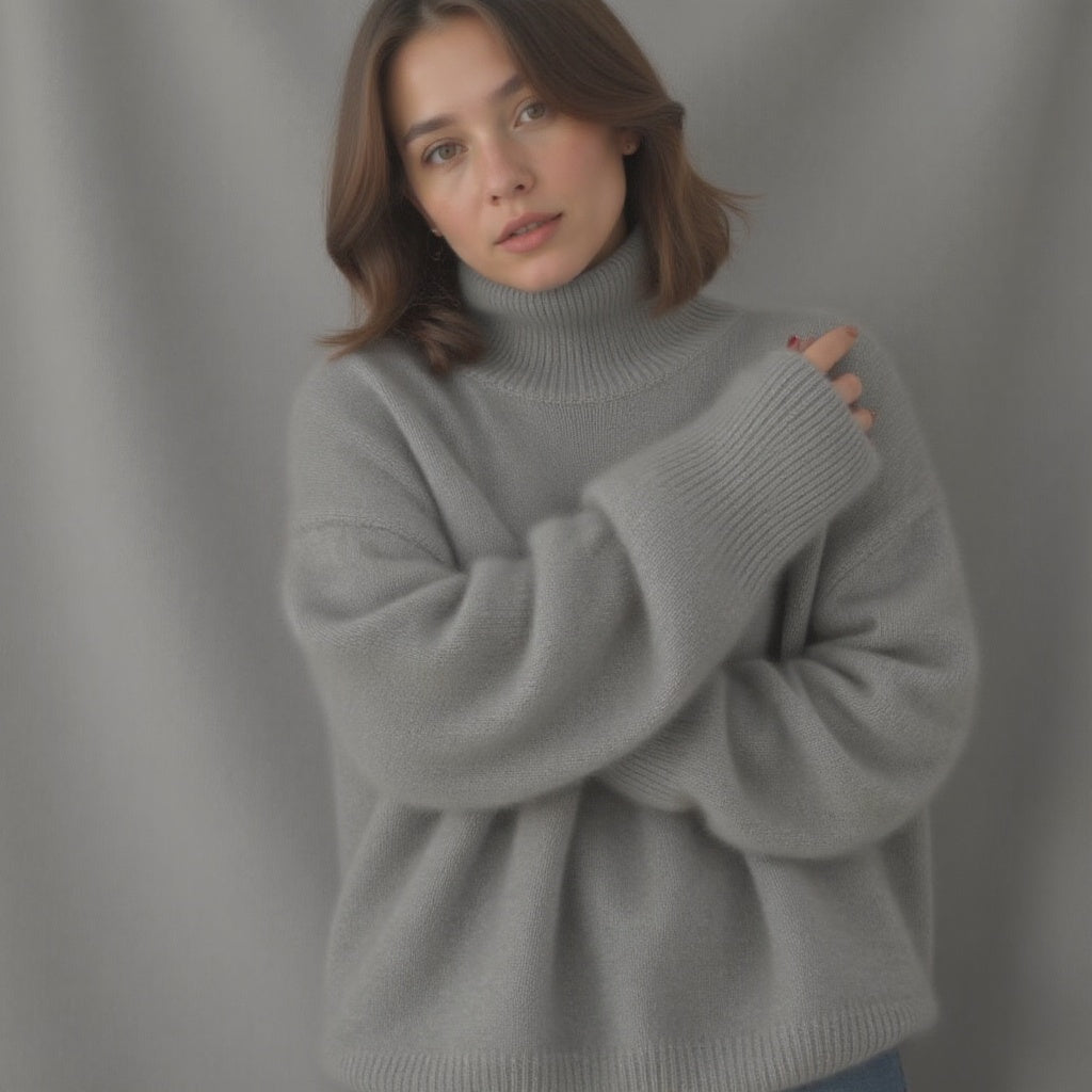 Clémence – Pull Col Roulé Oversize en Cachemire : Douceur et Élégance Intemporelle