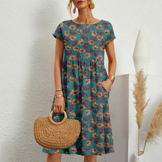 Robe d’été femme à fleurs – coupe ample et style bohème chic