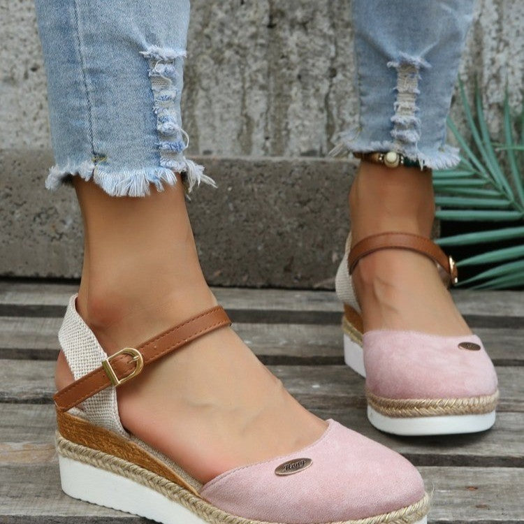 Anaïs - Sandales Compensées en Corde Naturelle au Style Bohème