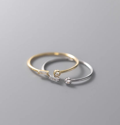 Bague Carré en Argent S925 avec Diamant - Élégance Géométrique Claire de Lune