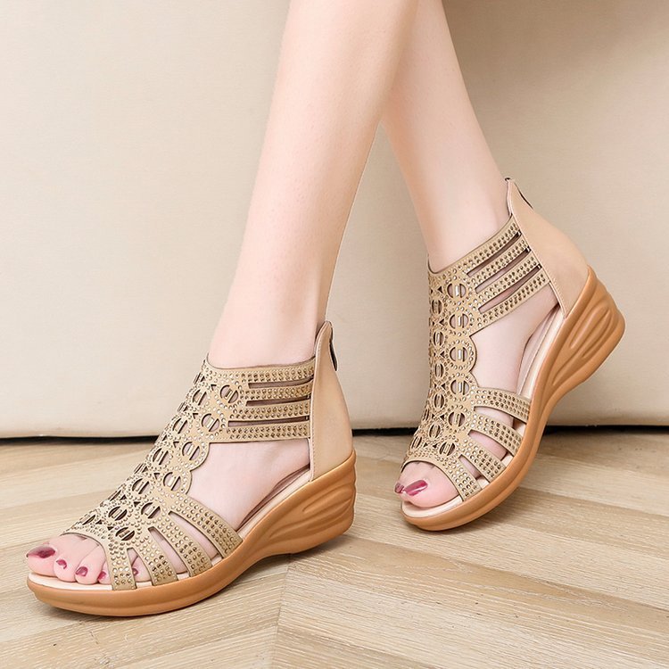 Élina - Sandales Compensées Chic au Bout Ouvert pour un Style Élégant