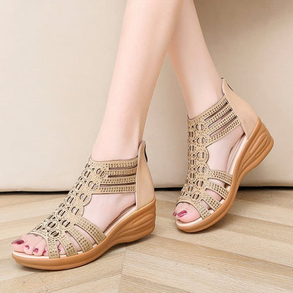 Élina - Sandales Compensées Chic au Bout Ouvert pour un Style Élégant