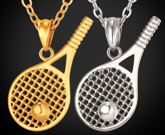 Collier raquette de tennis en acier inoxydable – Élégance et passion sportive