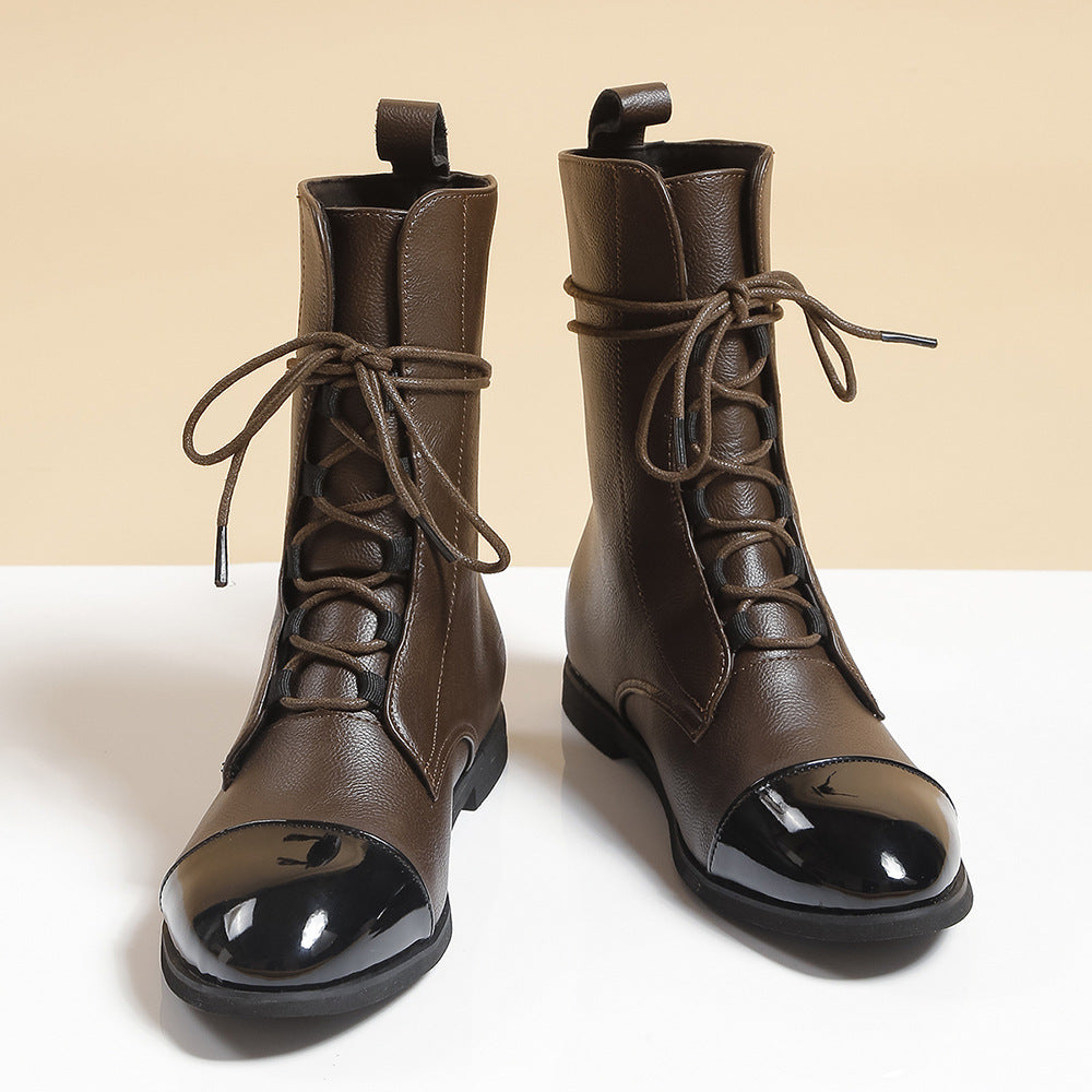 Gabrielle – Bottines Noires Mi-Mollet au Style Rock et Intemporel