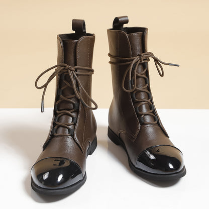 Gabrielle – Bottines Noires Mi-Mollet au Style Rock et Intemporel