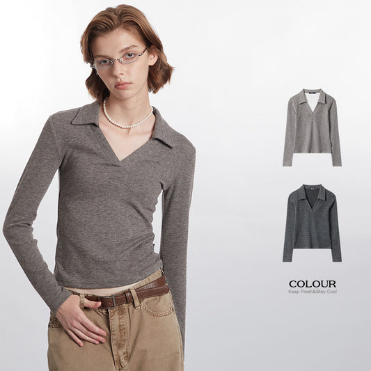 Clara – Polo cintré, élégance et confort intemporels, ajusté avec manches longues.