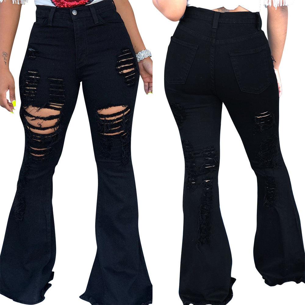 Margaux Pantalon flare femme déchiré et frangé – Look tendance et audacieux