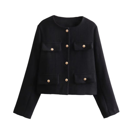 Élise | Veste Courte Femme Élégante avec Boutons – Chic et Polyvalente.