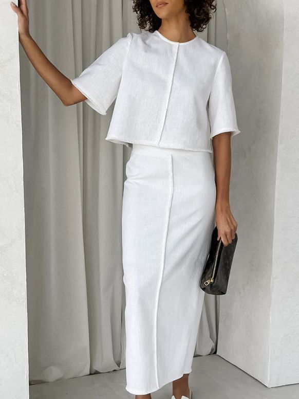 Charlotte | Costume  Ajusté en Coton et Lin – Élégance Naturelle.