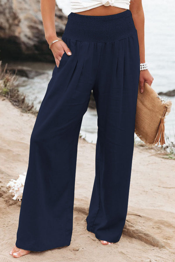 Clémence – Pantalon Large en Lin et Coton pour un Look Décontracté et Élégant